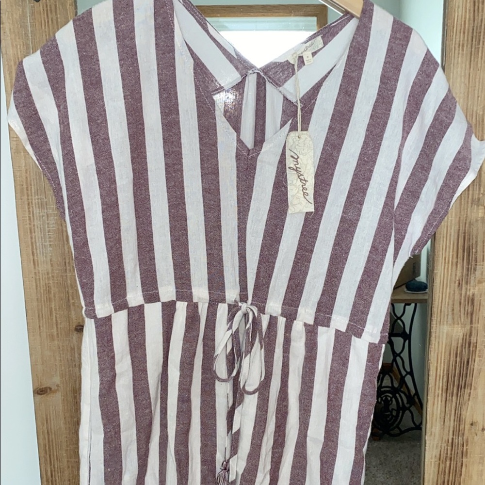 Mauve and White Striped Dress